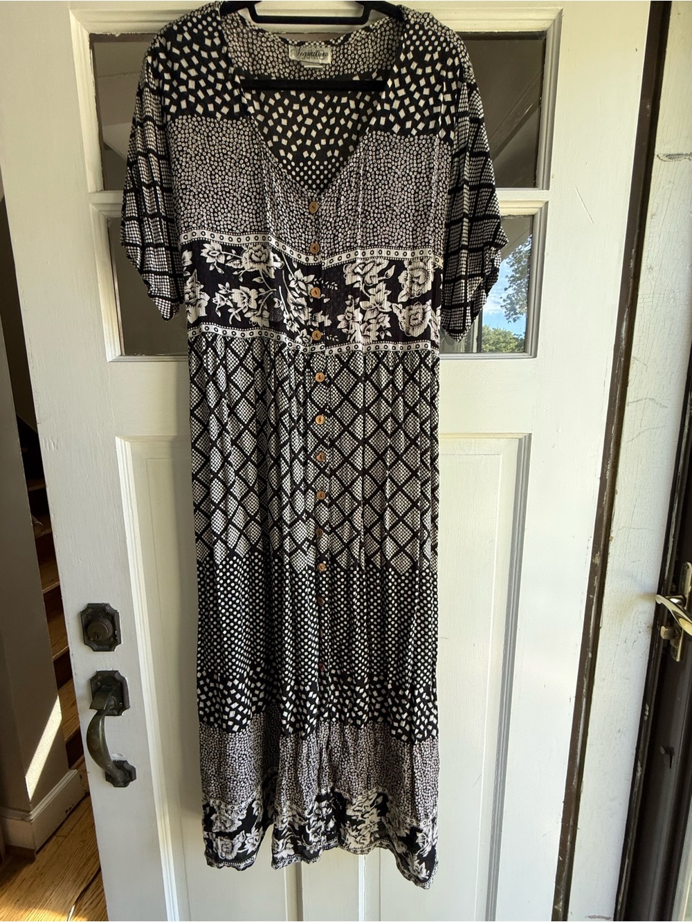 Signature Vintage Black & White Patchwork Maxi Dress